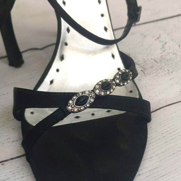 BCBGirls Black Satin Ankle Strap Sandals - Size 8 - Picture 8 of 14